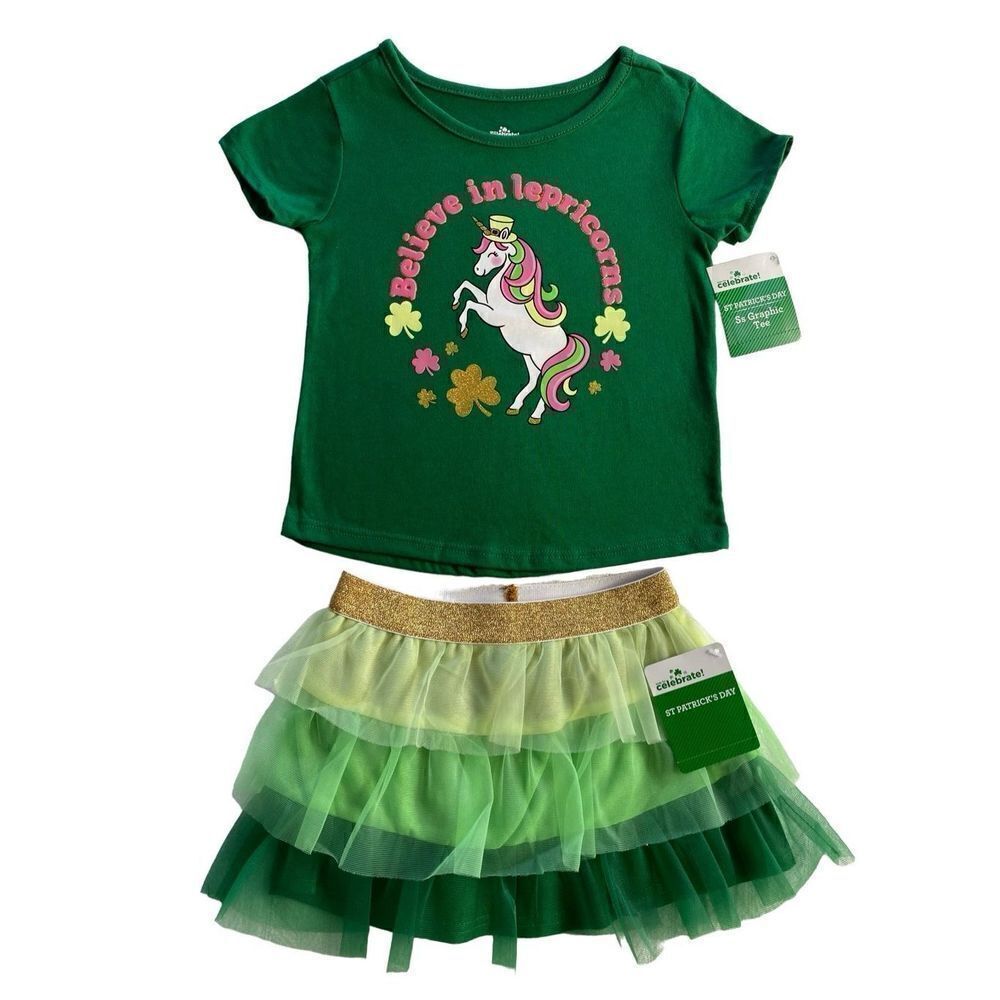 CELEBRATE GIRLS 12M ST. PATRICK’S “BELIEVE IN LEPREICORNS” 2 PIECE SET